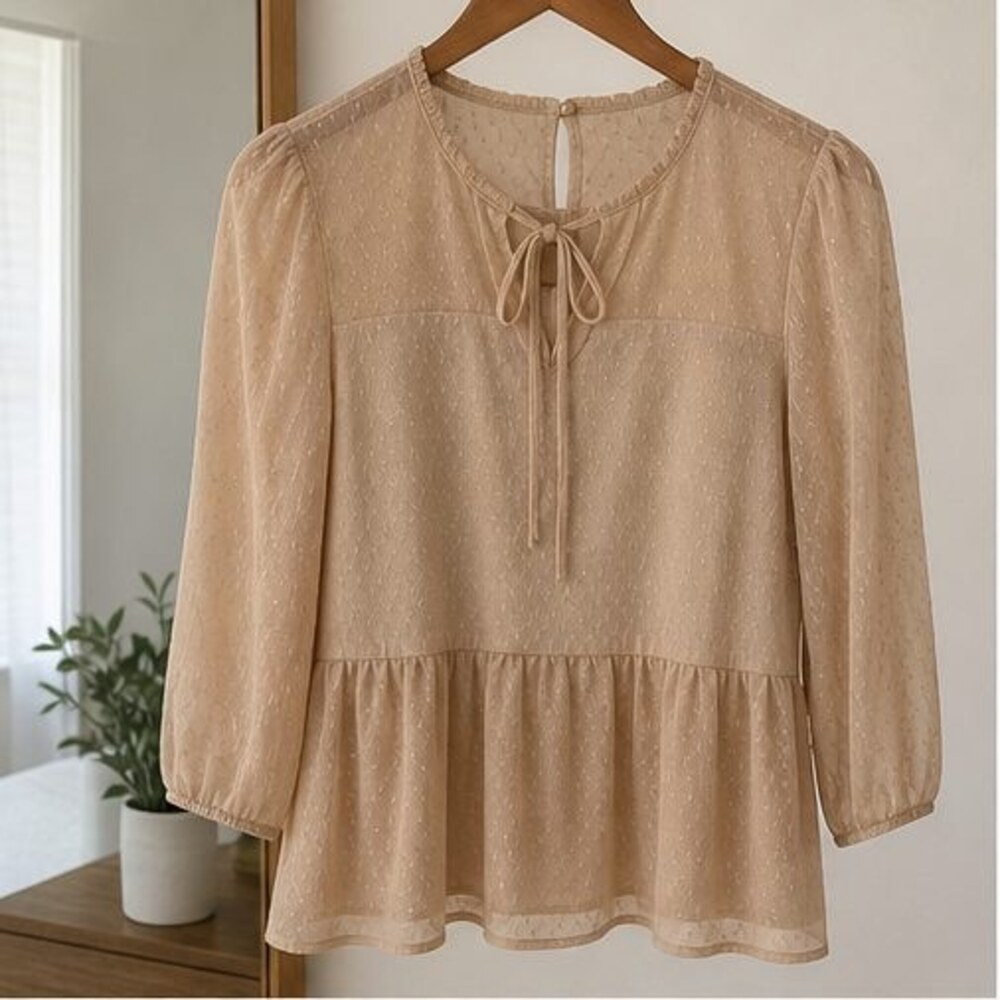 Camel Peplum Top